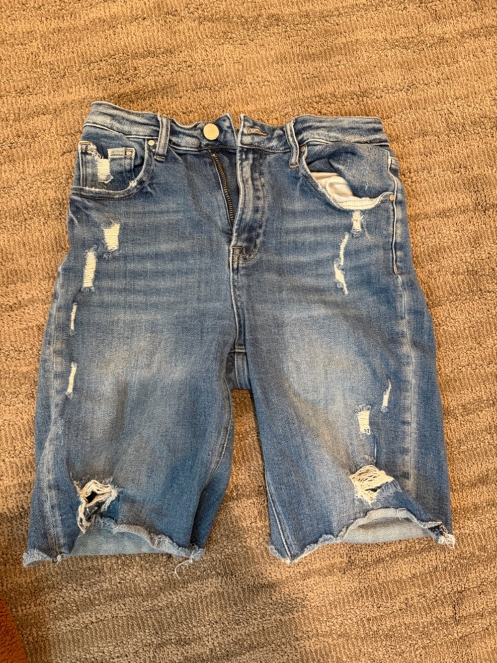 RISEN Distressed Denim Shorts – High Rise Boutique Jean Shorts